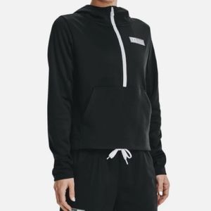 Under Armour Mixed Media 1/2 Zip Hoodie Sweatshirt Black‎ XS